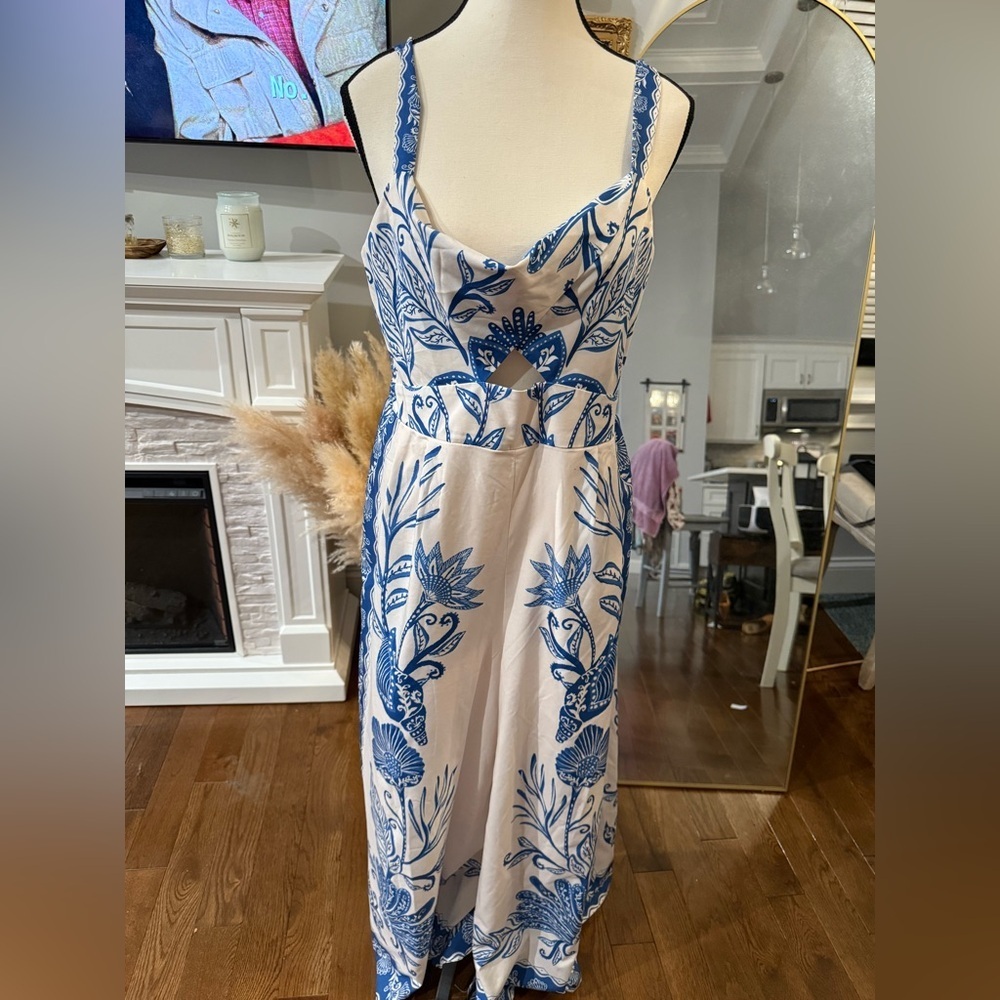 SHEIN Blue and White Floral Jumpsuit